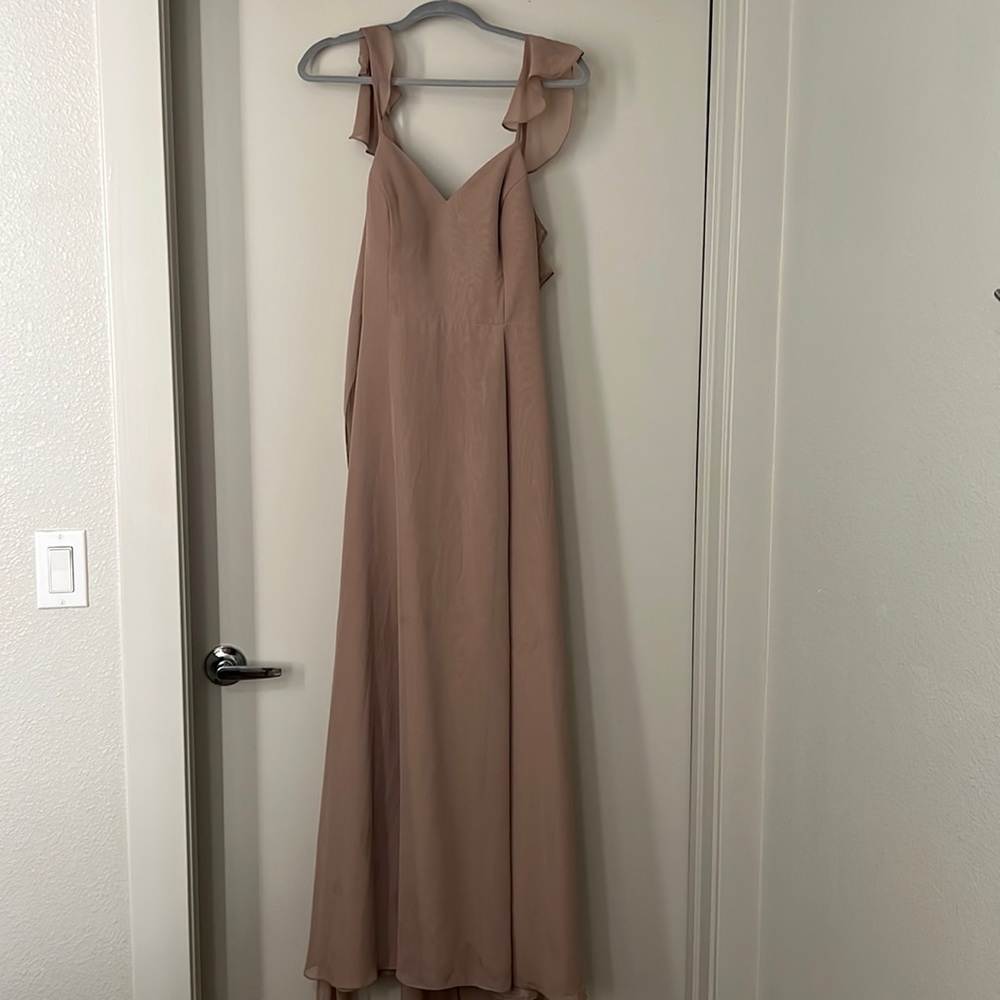 Taupe bridesmaids or wedding guest dress